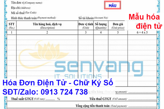 MẪU HÓA ĐƠN ĐIỆN TỬ