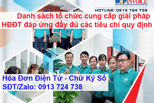 DANH SÁCH TỔ CHỨC CUNG CẤP GIẢI PHÁP HÓA ĐƠN ĐIỆN TỬ ĐÁP ỨNG ĐẦY ĐỦ CÁC TIÊU CHÍ QUY ĐỊNH TẠI KHOẢN 1 ĐIỀU 10 THÔNG TƯ SỐ 78/2021/TT-BTC